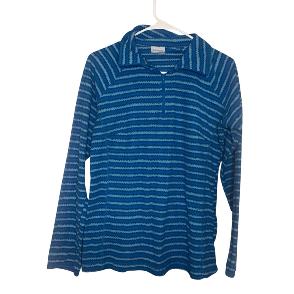 Columbia Blue Striped 1/4 Zip Pullover Lightweight Fleece Women L